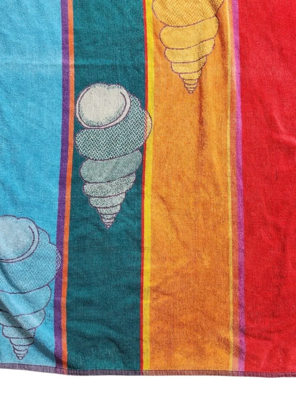 Vintage Striped Sea Shell Beach Towel Bold Retro Coastal Funky Bright 32 x 56